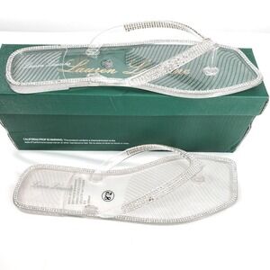 Lauren‎ Lorraine Tampa Embellished Rhinestone Jelly Thong Flip Flop Sandals 8.5